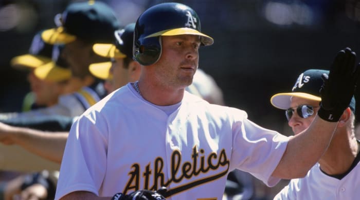 Jeremy Giambi #7 of the Oakland Athletics